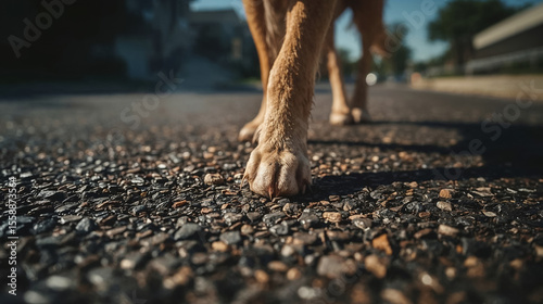 Summer Heat Asphalt Road Creates Dangerous Walking Conditions for Dog Paws