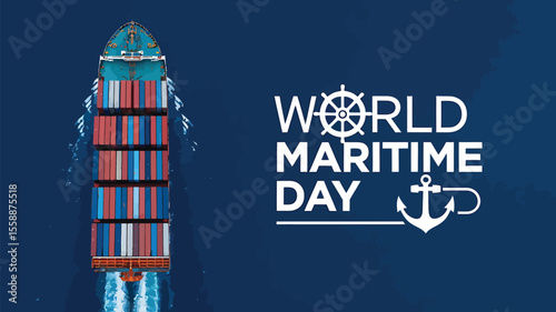 World Maritime Day Poster Flat Vector Image Illustration