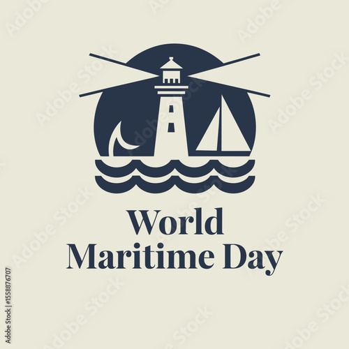 World Maritime Day Poster Flat Vector Image Illustration