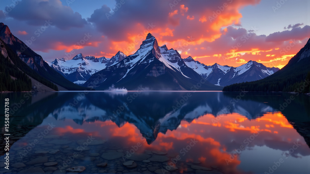 Obraz premium Twilight Peaks Reflected