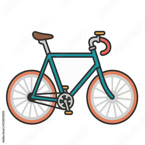 Bicycle vector image editable featuring a teal road racing bike, suitable for athletic visuals, sports-related icons, or endurance-themed digital media.