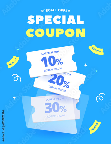 Discount Coupon Set Illustration for Special Offer