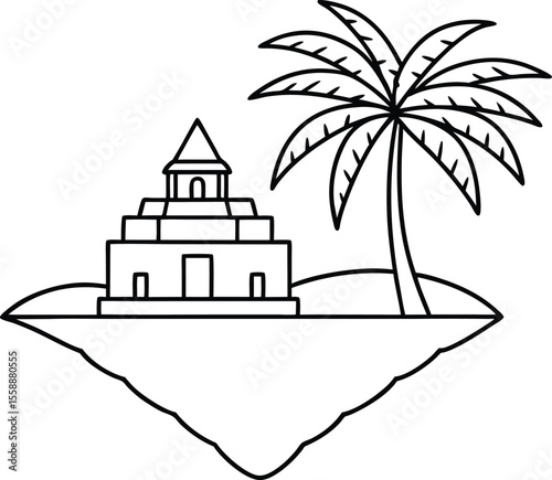Temple on Tropical Floating Island