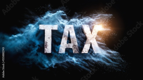 Dynamic Tax Concept Dissolving into Dust, Symbolizing Financial Disintegration and Uncertainty in Modern Economy