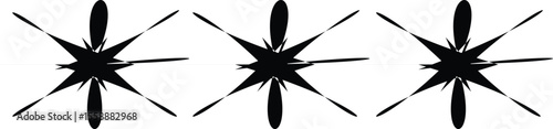 Abstract black starburst triple design element