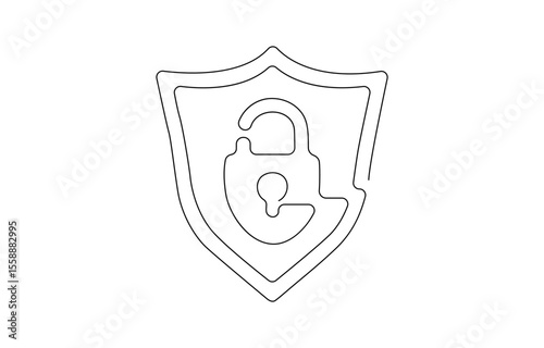 Pad lock Continuous one line drawing illustration, Continuous one line drawing of a padlock. Security concept vector illustration,  Drawing of security protection symbol.