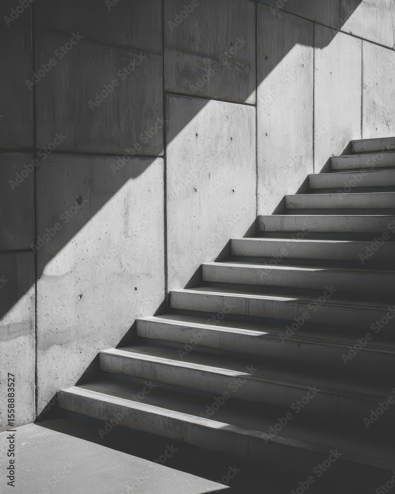 Fototapeta premium Concrete Staircase with Sharp Geometric Shadows