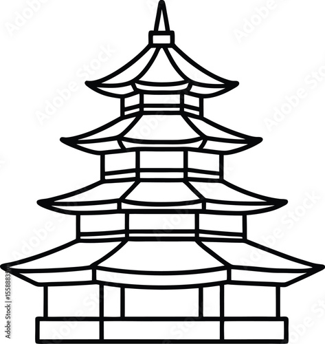 Traditional Japanese Pagoda Illustration