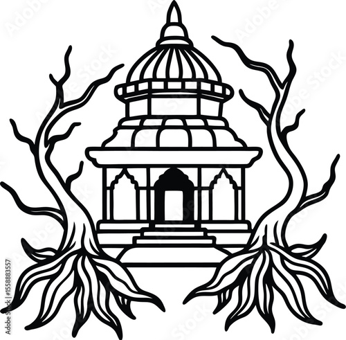 Ancient Temple Among Trees