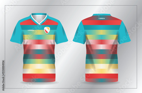 abstract orange yellow and turquoise sport jersey for football and soccer shirt template