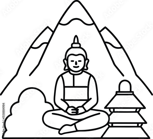  Buddha Meditation in Mountains