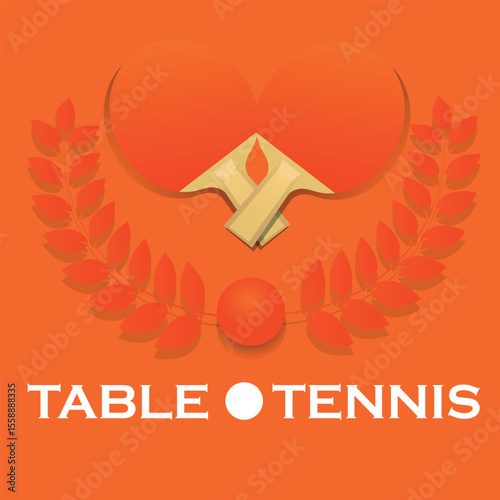 Table tennis poster, ping pong tournament, poster design flat style, orange colors. Vector graphics competition design, tennis sport club, active hobby, sport