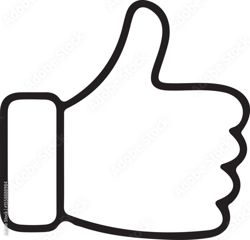 A simple black and white thumbs up hand gesture illustration