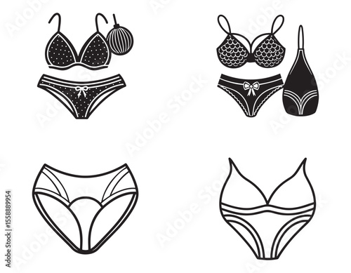  Stylish Pink and Purple Women's Underwear Illustration