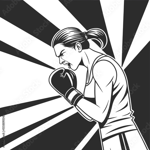 vector illustration of girl with boxing gloves