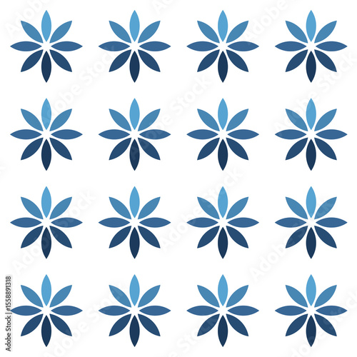 Simple floral seamless pattern in various shades of blue, suitable for backgrounds, textiles, packaging, web design and other creative projects.