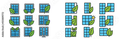 Concept of solar energy development with solar panels and green leaves representing sustainability in a modern setting