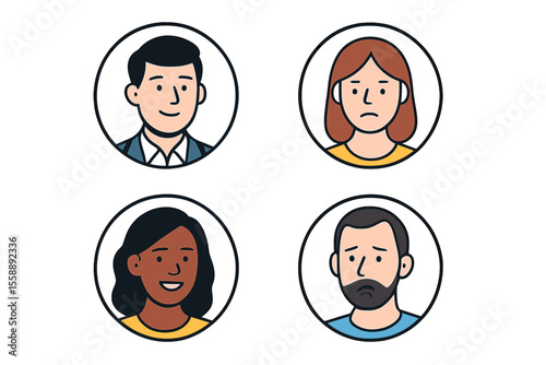 Different facial expressions depicted in an illustration showcasing a range of emotions common in everyday life