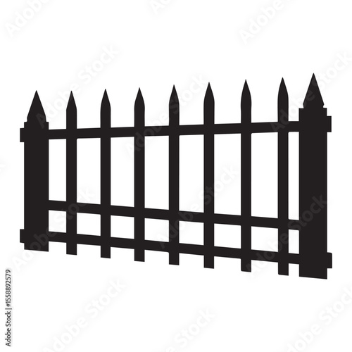 Elegant Spiked Fence Silhouette  A Classic Design Element for Architectural and Landscape Projects