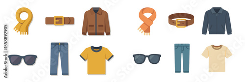 Fashion accessories and clothing items displayed in a creative layout for seasonal wardrobe inspiration