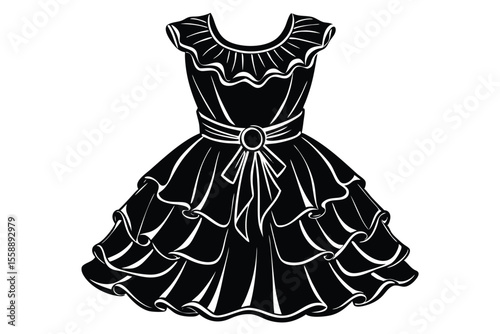 Elegant Ruffled Dress A Classic Design in Black