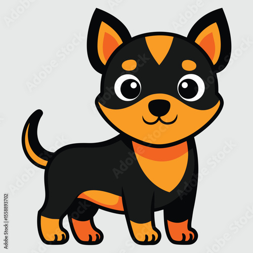 Happy funny cute cartoon domestic puppy chihuahua dog vector animal character illustration