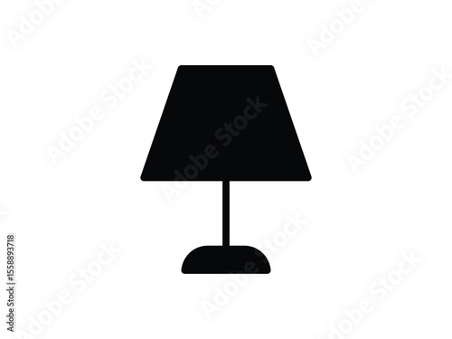 Home decor lamp icon. Solid style vector. Vector image of a table lamp with elegant proportions, ideal for digital home decor presentations and interior branding.