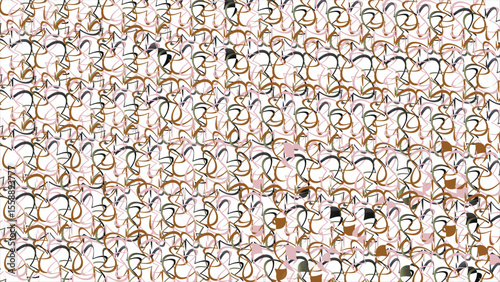 Seamless retro vector pattern with people silhouettes and floral swirl ornaments for fabric or textile design