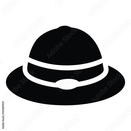 Fashionable Hat Outline Vector – Isolated Black Headwear Clipart