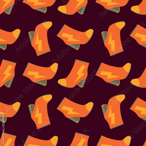 Colorful Seamless Pattern with Orange Boots. Ideal for textiles and fashion design.