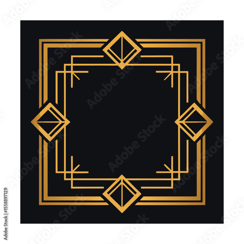 Art Deco Frame Icons with Geometric Vintage Borders