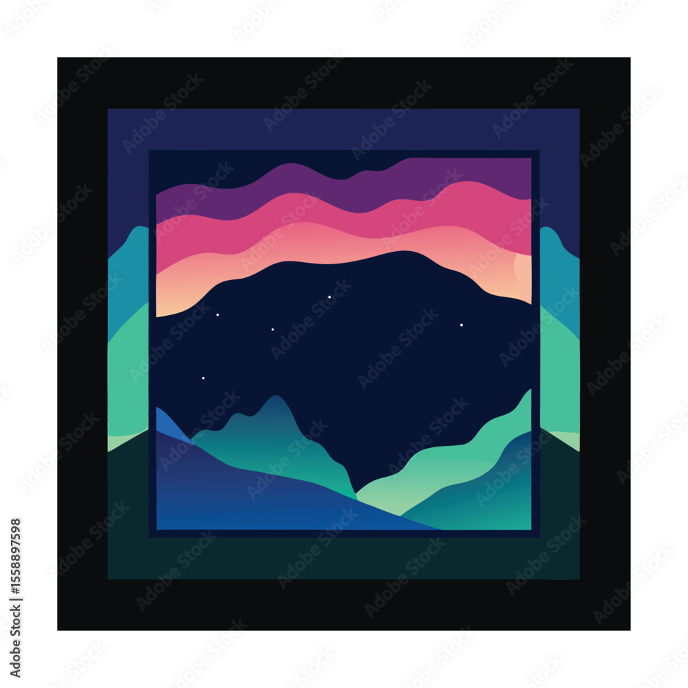 Naklejka premium Aurora Frames Featuring Colorful Northern Light Washes