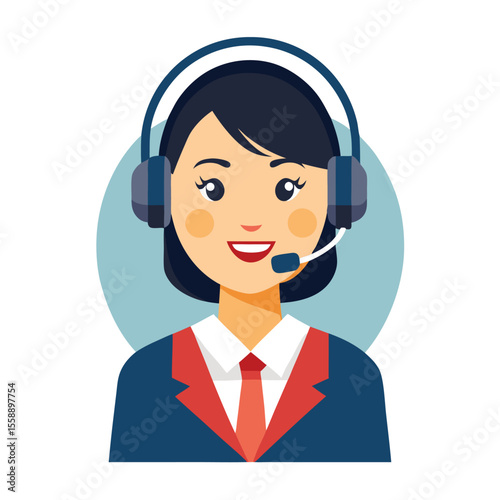Business woman in headset portrait photo