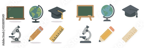 Educational symbols featured in a creative illustration for a classroom or learning environment