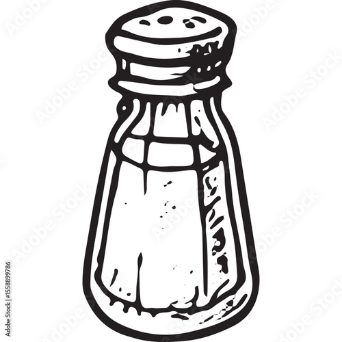 Black-and-white sketch of a salt shaker, a common seasoning in Mexican culinary art