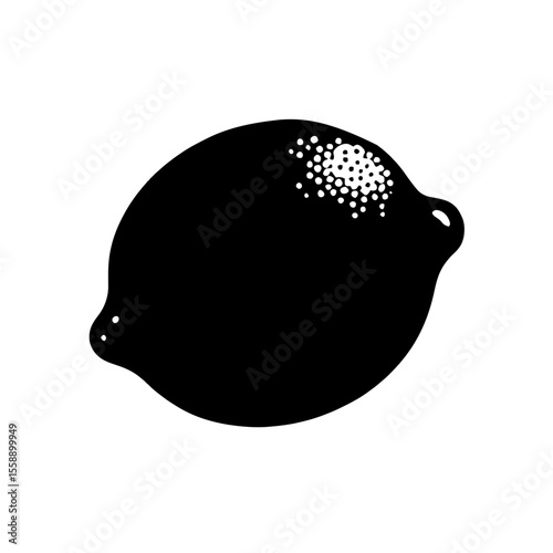 Minimalist black silhouette of a lime on a white background