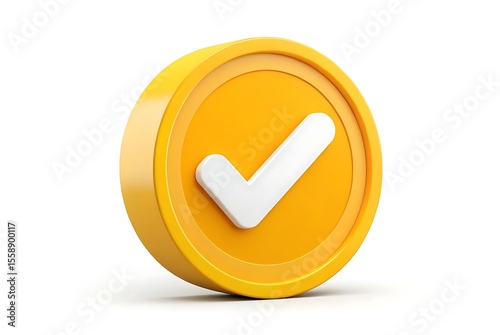 yellow verified 3d icon with white tick check mark