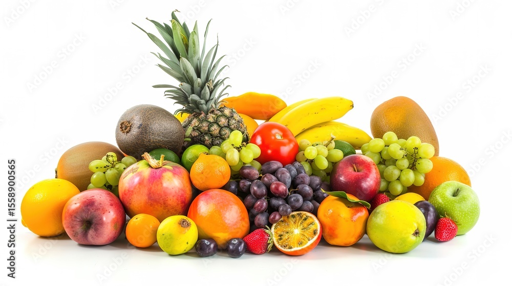 Juicy Bounty: Vibrant Pile of Fresh Fruit Images on Immaculate White Backgrounds – Colorful Citrus Towers, Glistening Berry Mounds, Tropical Fruit Stacks, and Juicy Harvest Arrangements in High-Defini Juicy Bounty: Vibrant Pile of Fresh Fruit Images on Immaculate White Backgrounds – Colorful Citrus Towers, Glistening Berry Mounds, Tropical Fruit Stacks, and Juicy Harvest Arrangements in High-Defini