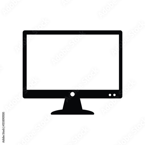 Modern flat panel display monitor for desktop computer pc vector illustration icon