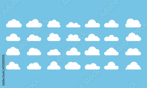 Cloud Icons Set, Weather & Sky Graphics, vector illustration