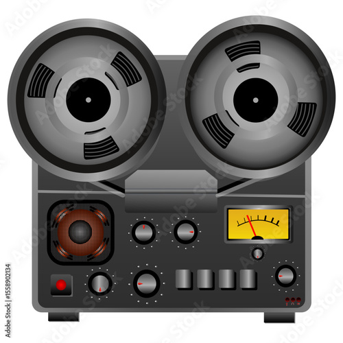 Vintage Analog Reel-to-Reel Tape Recorder – Editable Vector Icon
