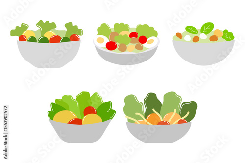 Vegetable Salad Icon Set Design