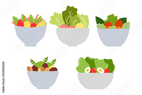 Vegetable Salad Icon Set Design