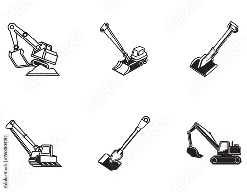 Powerful Excavator Illustration Heavy Machinery for Construction and Demolition
