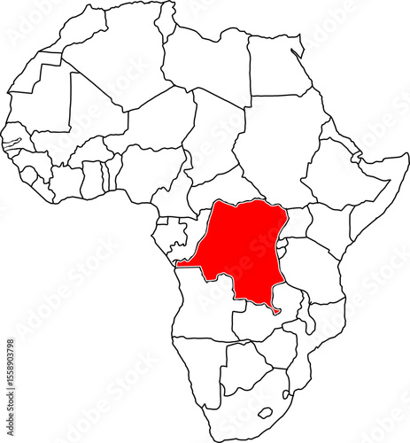 Republic of the Congo map, map of the African continent highlighting the country of the Republic of the Congo


