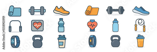 Fitness essentials including workout gear, equipment, and health items for active lifestyles