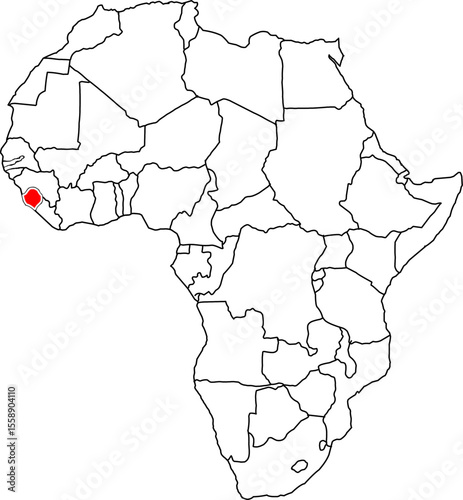 Sierra Leone map, map of the African continent highlighting the country of Sierra Leone

