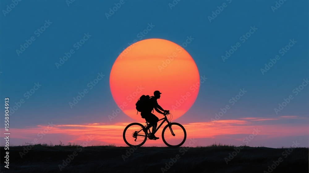 Obraz premium A bicycle journey at sunset