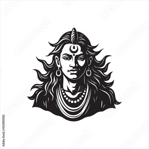  lord shive lingo silhouette vector style white background