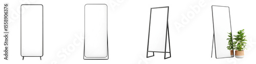 Photos Full Length Mirrors - Modern Home Decor with Plant Detail on White